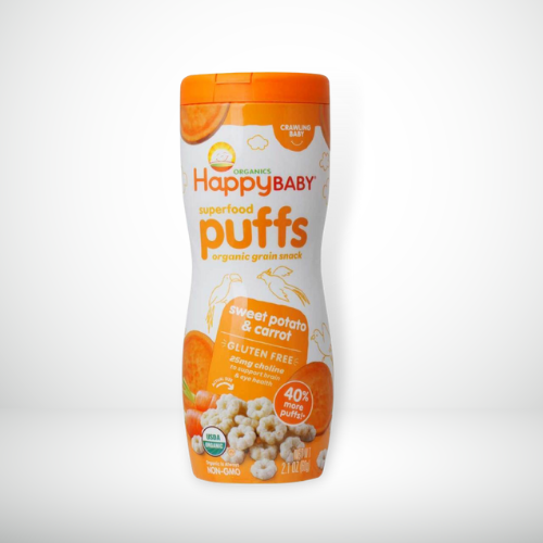 CEREAL INFLADO PUFFS ZANAHORIA Y CAMOTE HAPPY BABY  60 GR