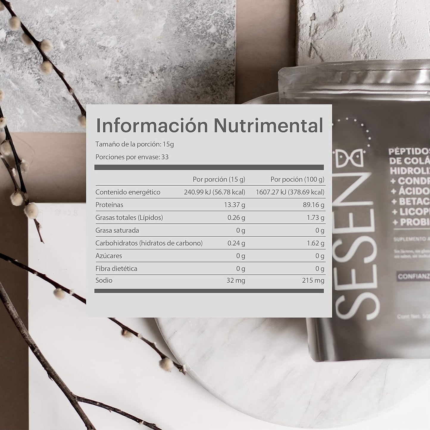 COLAGENO SESEN HIDROLIZADO EN POLVO 500g