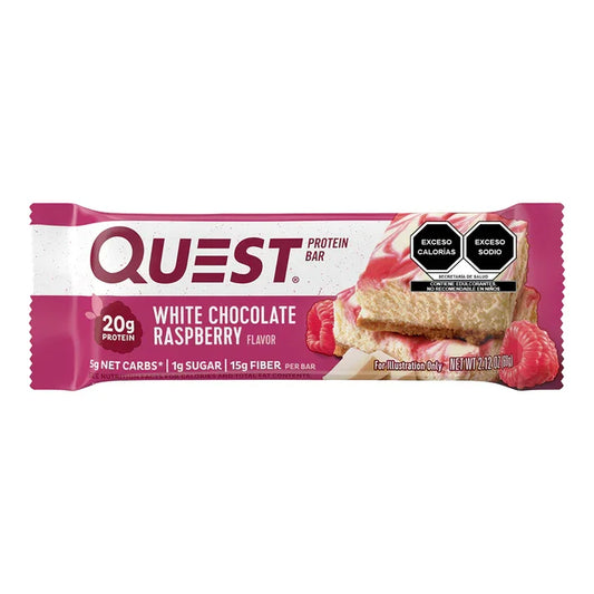 BARRA QUEST CHOCOLATE BLANCO Y FRAMBUESA 60 Grs