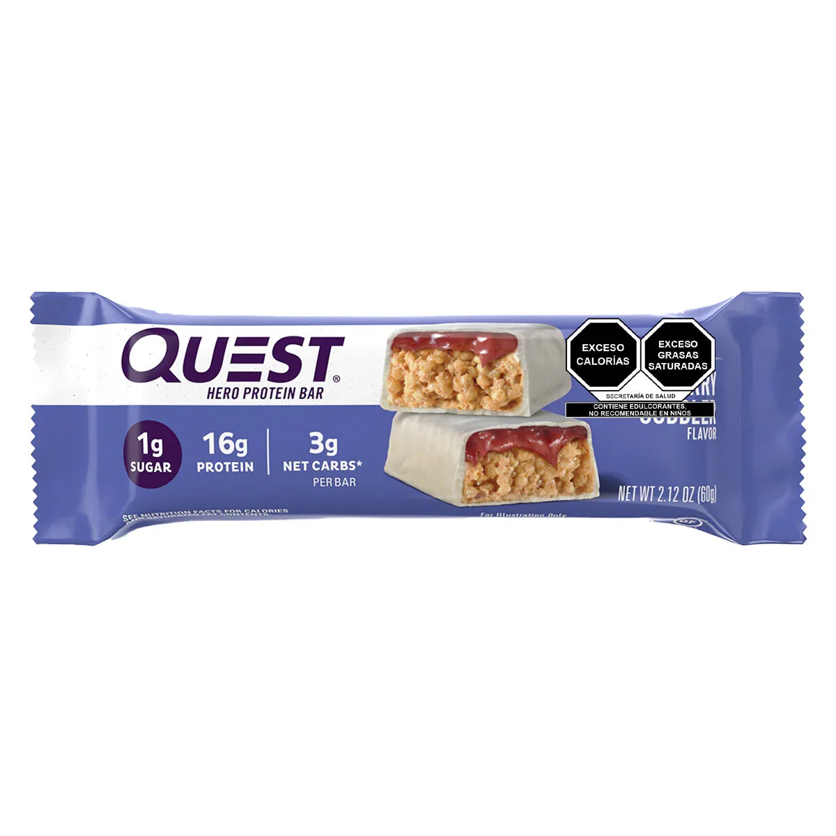 BARRA QUEST HERO SABOR A POSTRE DE MORA AZUL 60 GR