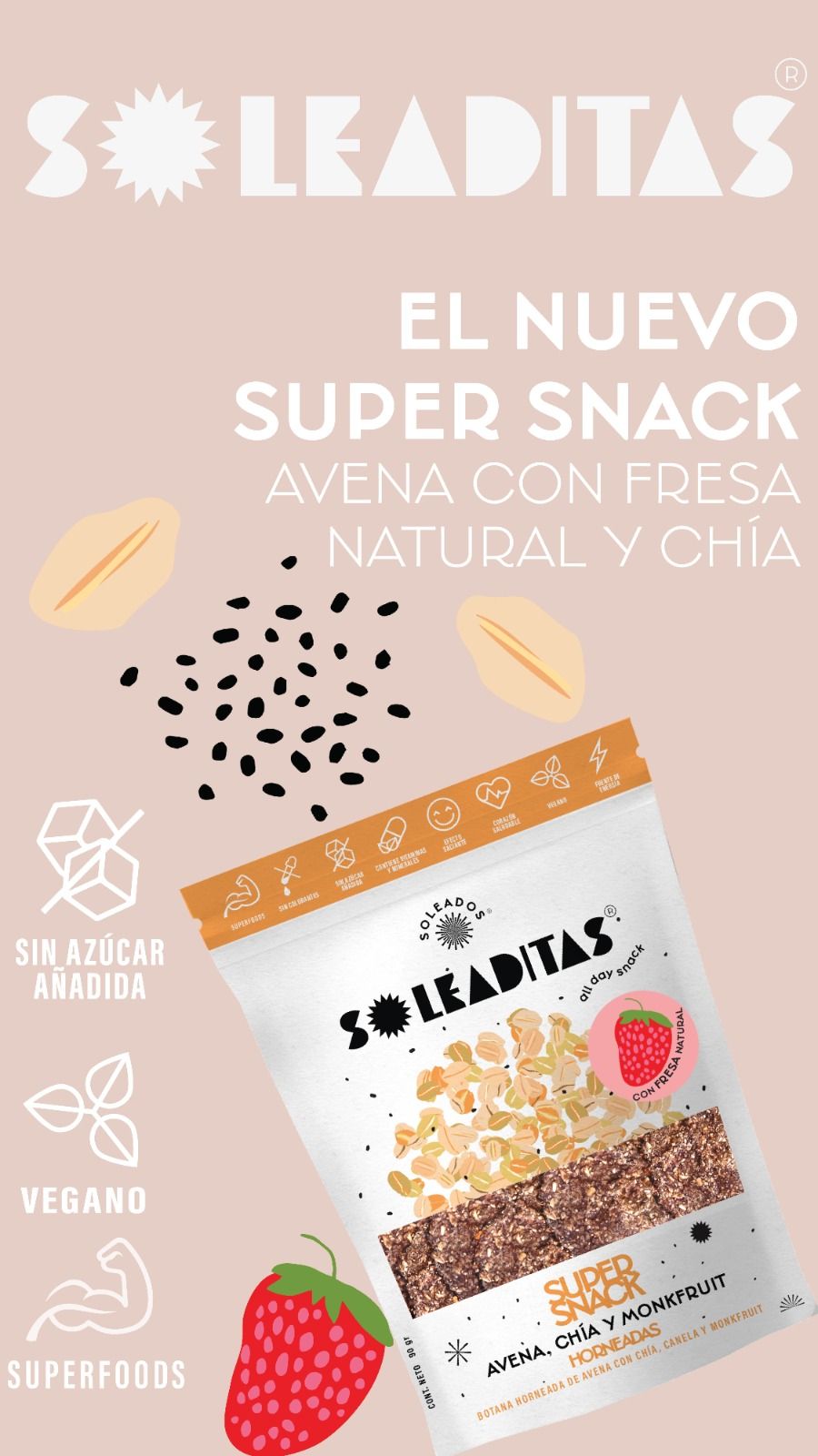 SOLEADITA AVENA CON FRESA 90 GR SOLEADOS