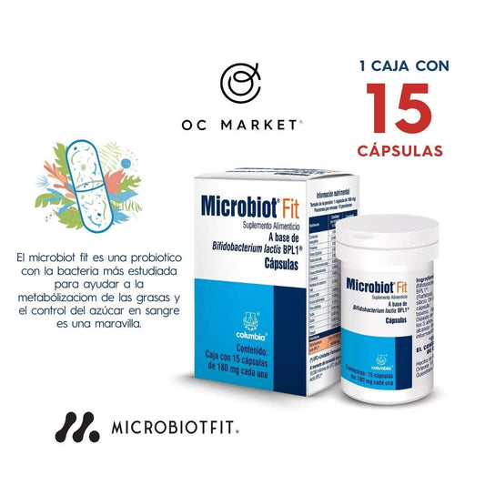 PROBIOTICO MICROBIOT FIT 15CAPS - 180MG COLUMBIA BACTERIA - Oc Market