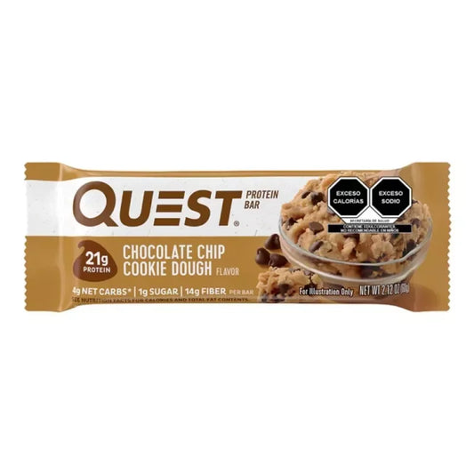 BARRA QUEST DE GALLETAS CON CHISPAS SABOR A CHOCOLATE 60 GR