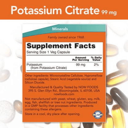 CITRATO DE POTASIO 99 MG 180 CAPS NOW