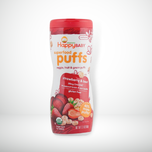 CEREAL INFLADO PUFFS FRESA  Y BETABEL HAPPY BABY 60 GR