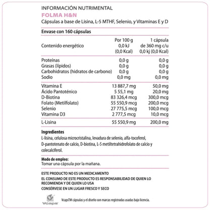 FOLMA H&N 160 CAPSULAS ULTRAGENICS METAGENICS