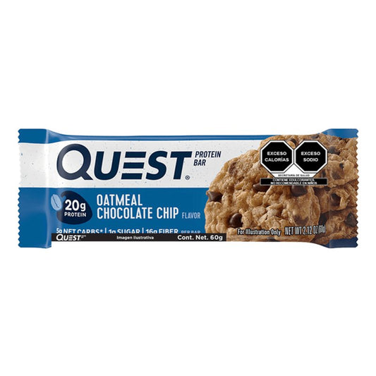 BARRA QUEST DE AVENA CON CHISPAS SABOR A CHOCOLATE 60 GR