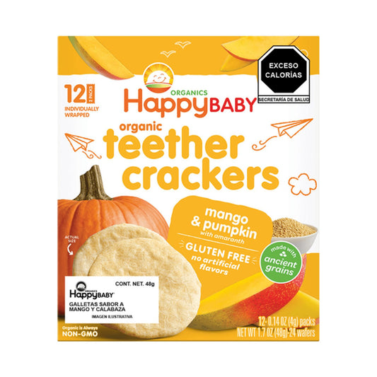 GALLETAS ORGANICAS SABOR MANGO Y CALABAZA 12 PAQUETES HAPPYBABY