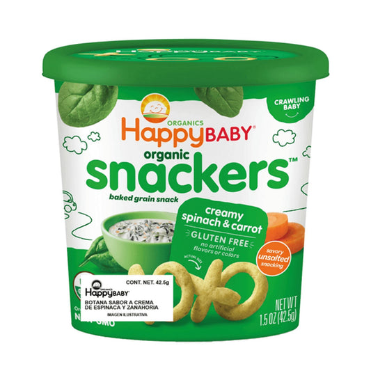 BOTANA SABOR CREMA DE ESPINACA Y ZANAHORIA 42.5 GR HAPPYBABY