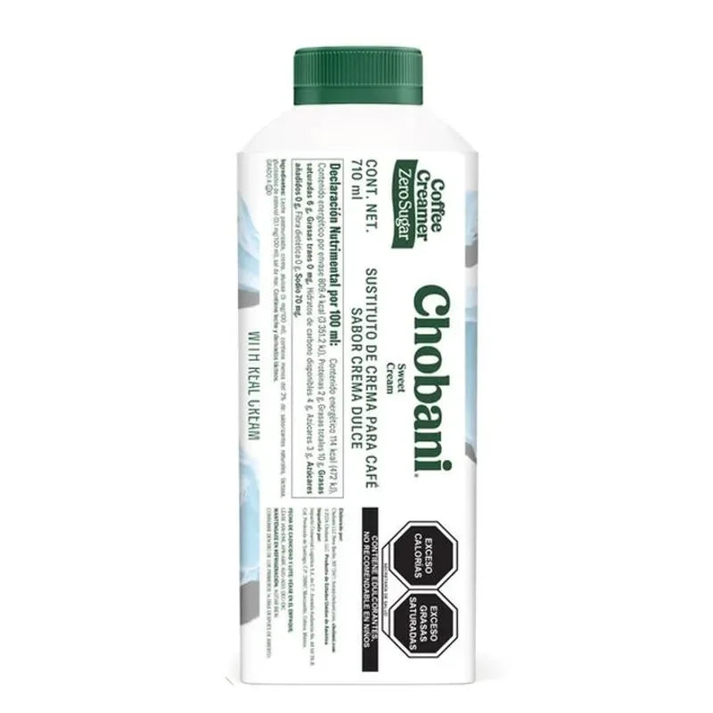 CHOBANI COFFE CREAMER ZERO SUGAR SWEET CREAM 710 ML