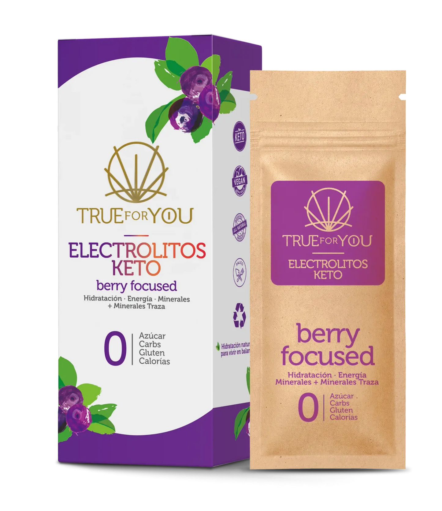 SACHETS BERRY ELECTROLITOS KETO 7 SOBRES TRUE FOR YOU