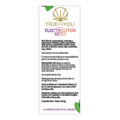 SACHETS BERRY ELECTROLITOS KETO 7 SOBRES TRUE FOR YOU