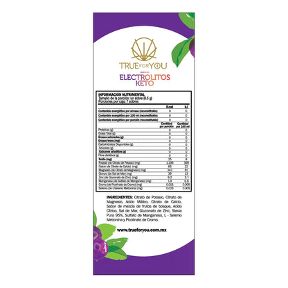 SACHETS BERRY ELECTROLITOS KETO 7 SOBRES TRUE FOR YOU