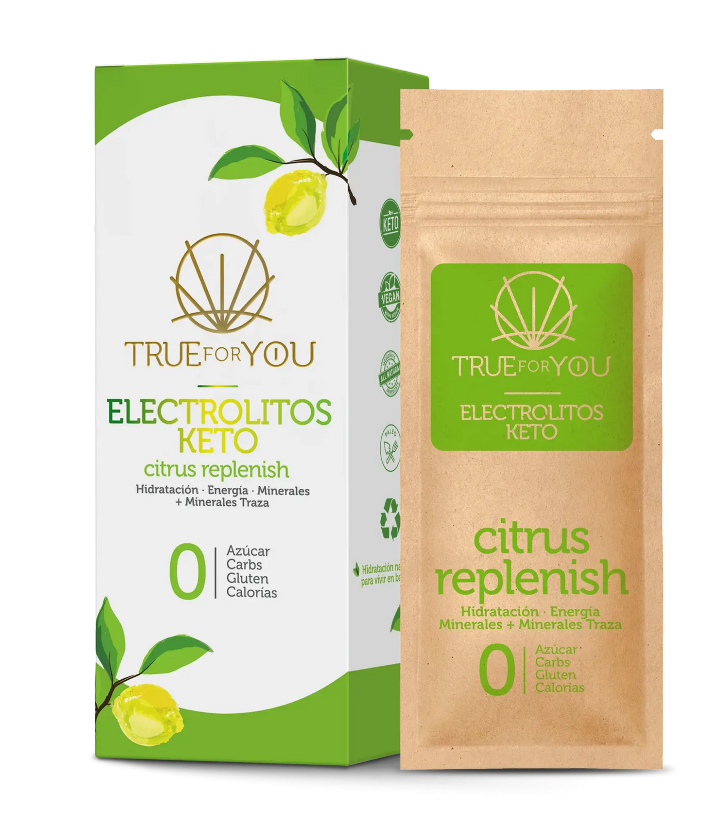 SACHETS CITRUS ELECTROLITOS KETO 7 SOBRES TRUE FOR YOU