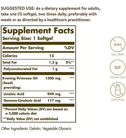 EVENING PRIMROSE OIL 1300 MG  60 CAPS SOLGAR