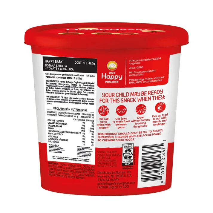 BOTANA SABOR JITOMATE Y ALBAHACA 42.5 GR HAPPYBABY