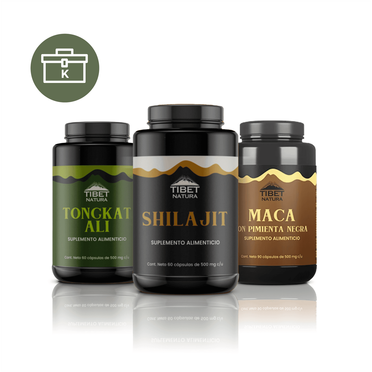 KIT OCM TESTOSTERONA (TIBET NATURA SHILAJIT, TIBET NATURA TONGKAT ALI, TIBET NATURA MACA CON PIMIENTA NEGRA)