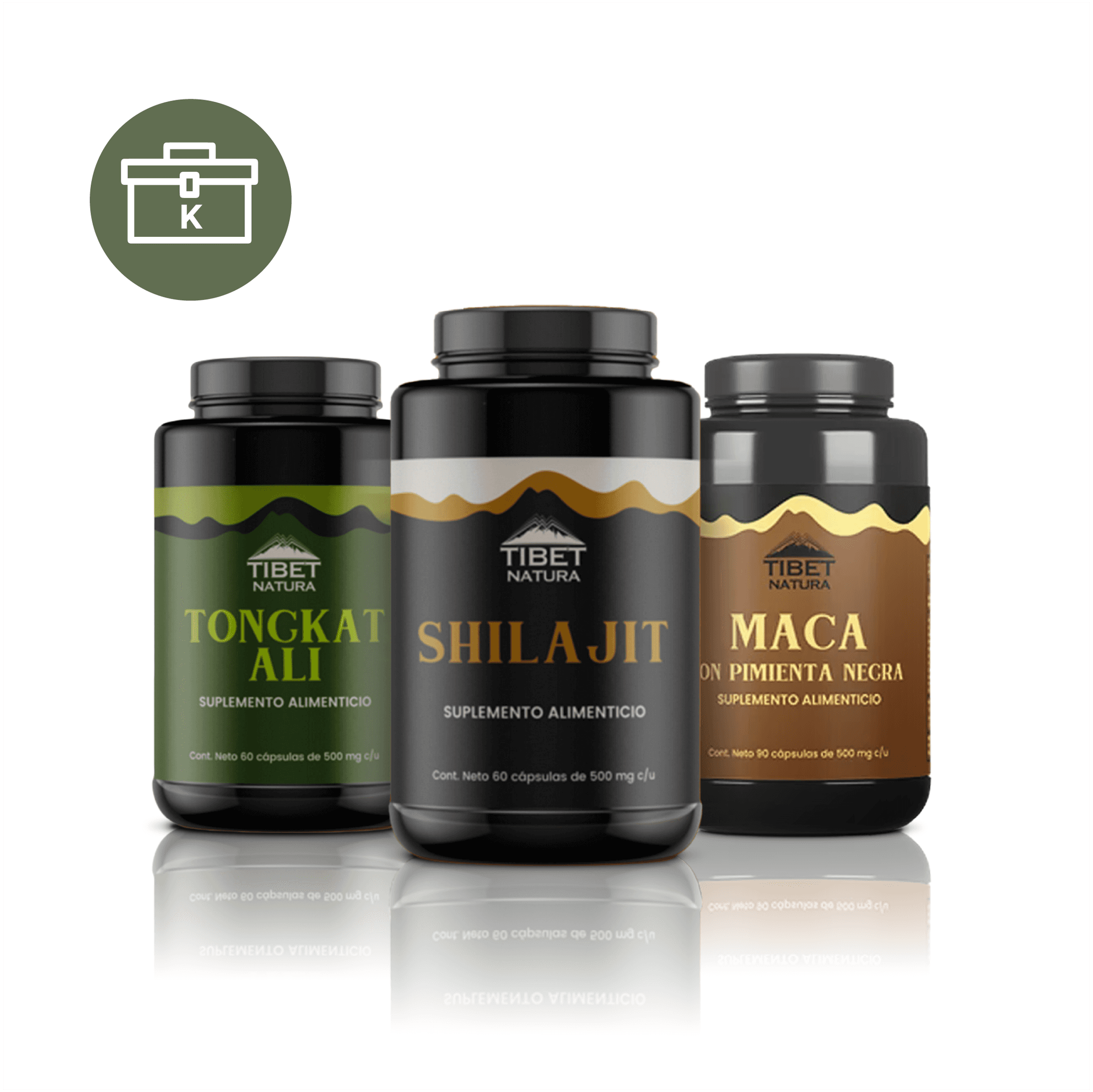 KIT OCM TESTOSTERONA (TIBET NATURA SHILAJIT, TIBET NATURA TONGKAT ALI, TIBET NATURA MACA CON PIMIENTA NEGRA)