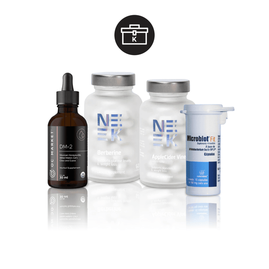 KIT RESISTENCIA A LA INSULINA OC MARKET (DM2 DIABETES, VINAGRE DE MANZANA 60 CAPSULAS NEEK, BERBERINA 60 CAPSULAS NEEK, PROBIOTICO MICROBIOT FIT)