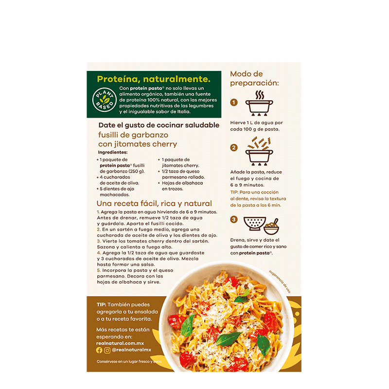 PASTA FUSILLI GARBANZO ORGANICO REAL NATURAL 250 G