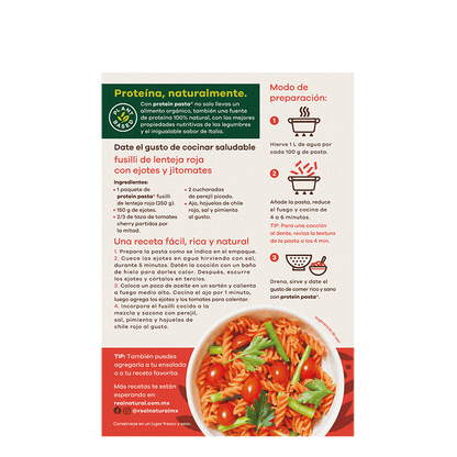 PASTA FUSILLI LENTEJA ROJA ORGANICO REAL NATURAL 250 G