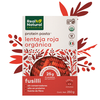PASTA FUSILLI LENTEJA ROJA ORGANICO REAL NATURAL 250 G