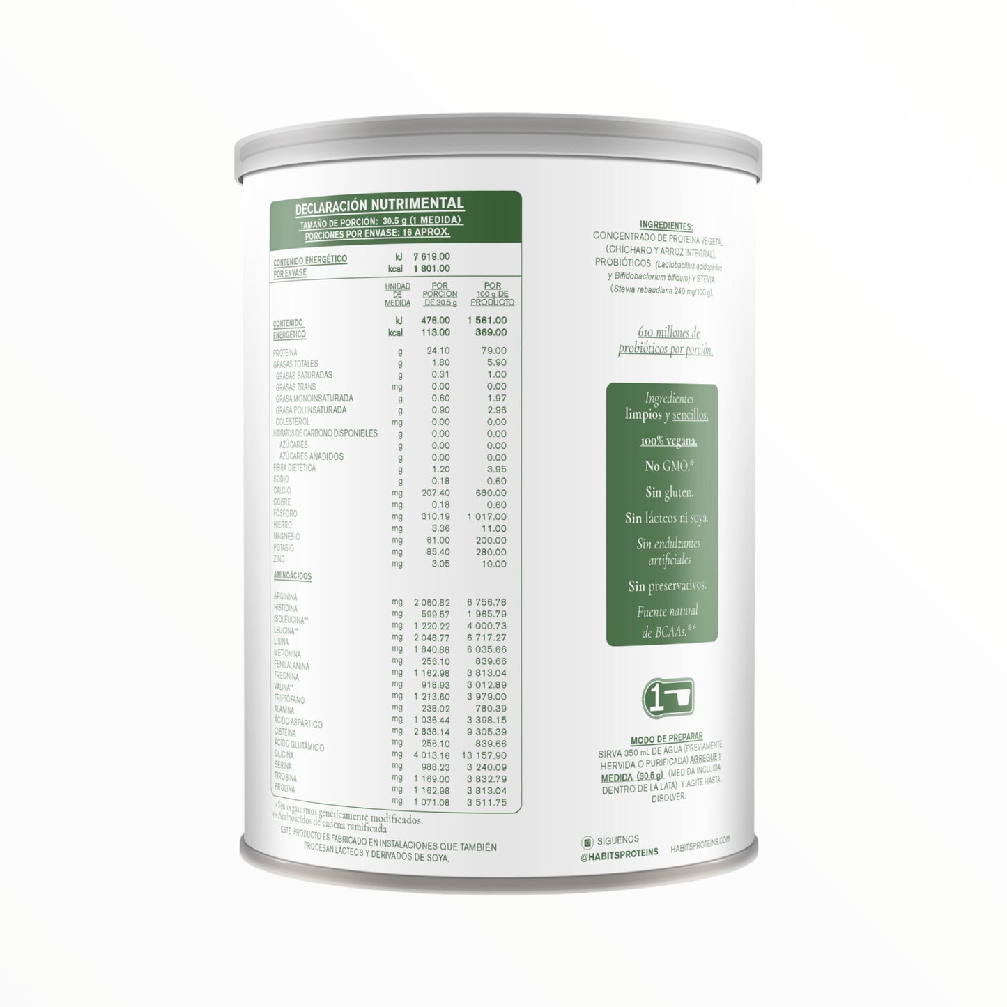PROTEÍNA HABITS PROBIÓTICOS NATURAL 488 G