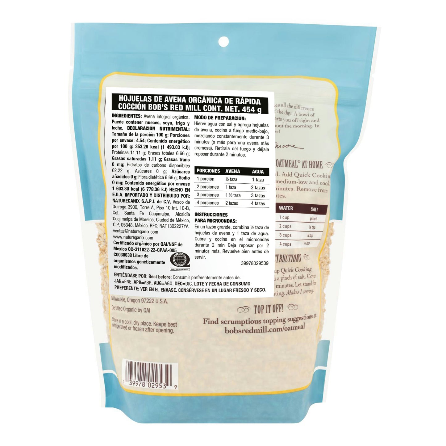 AVENA ROLADA RAPIDA COCCION ORG 454 GR