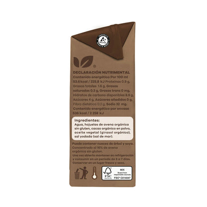 BEBIDA DE CACAO Y AVENA 200 ML SIN AZUCAR