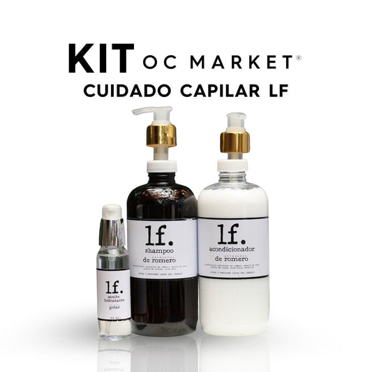 KIT CUIDADO CAPILAR (SHAMPOO ARTESANO DE ROMERO 500 ML, ACONDICIONADOR ARTESANO DE ROMERO 500 ML, ACEITE HIDRATANTE GOTAS DE SEDA 60 ML)
