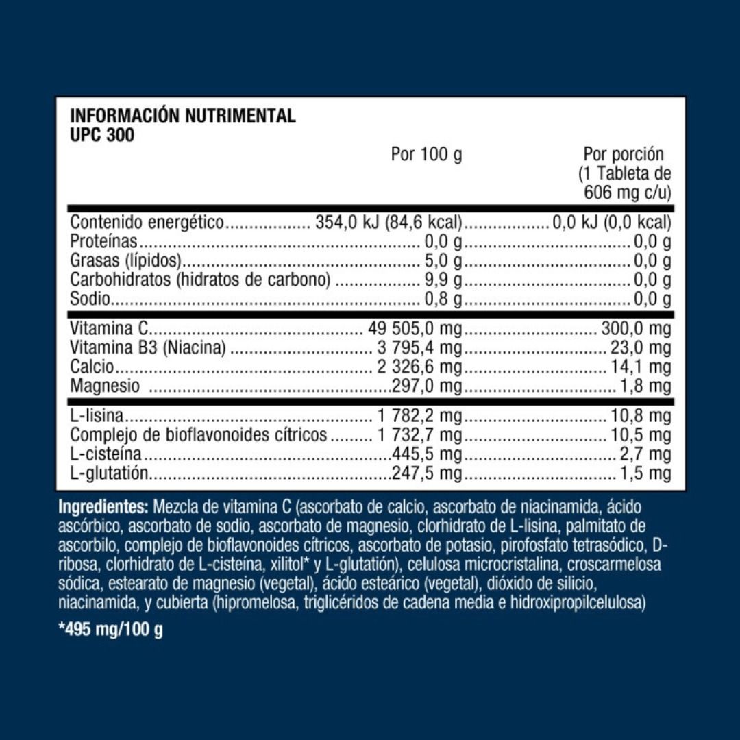 UPC ULTRA POTENT - C 300MG / 90 CAPS VITAMINA C L-LISINA Y BIOFLAVONOIDES ULTRAGENICS METAGENICS