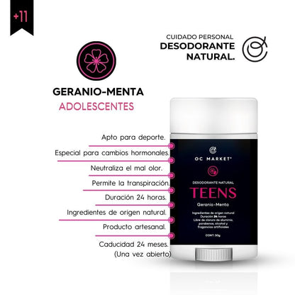 DESODORANTE EN BARRA ADOLESCENTES 50 G OC MARKET