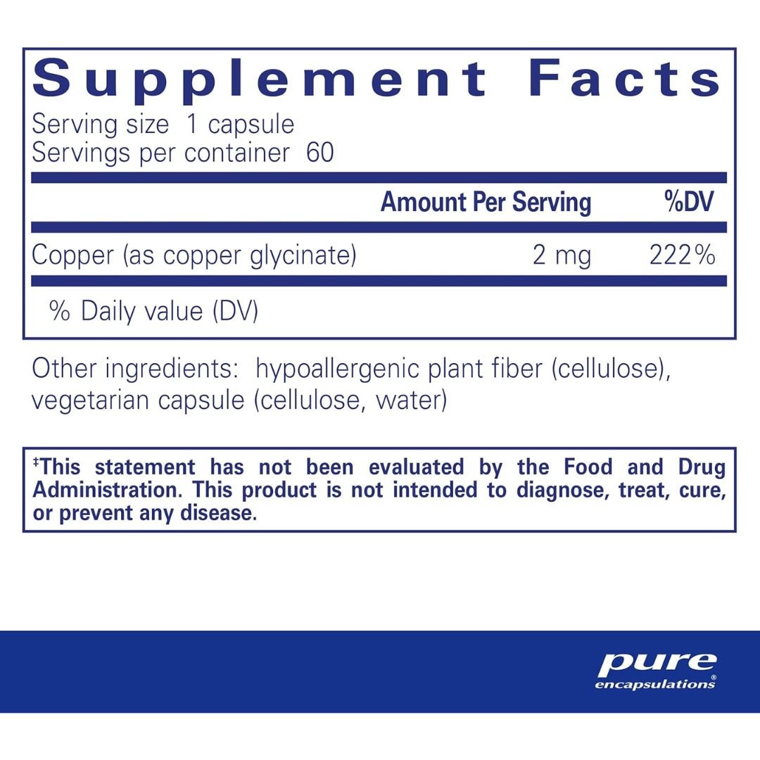 COPPER GLICINATO 60 CAPS PURE ENCAPSULATIONS