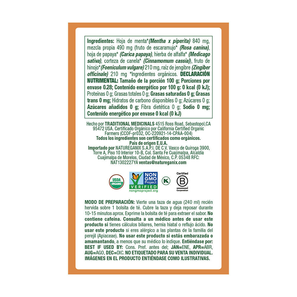 TE ORGANICO BELLY COMFORT DE MENTA Y ESCARAMUJI 28 GR