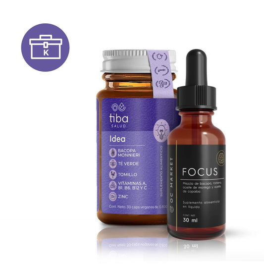 KIT CONCENTRACION Y MEMORIA TIBA & OC MARKET (TIBA SALUD IDEA, FOCUS A BASE DE BACOPA)