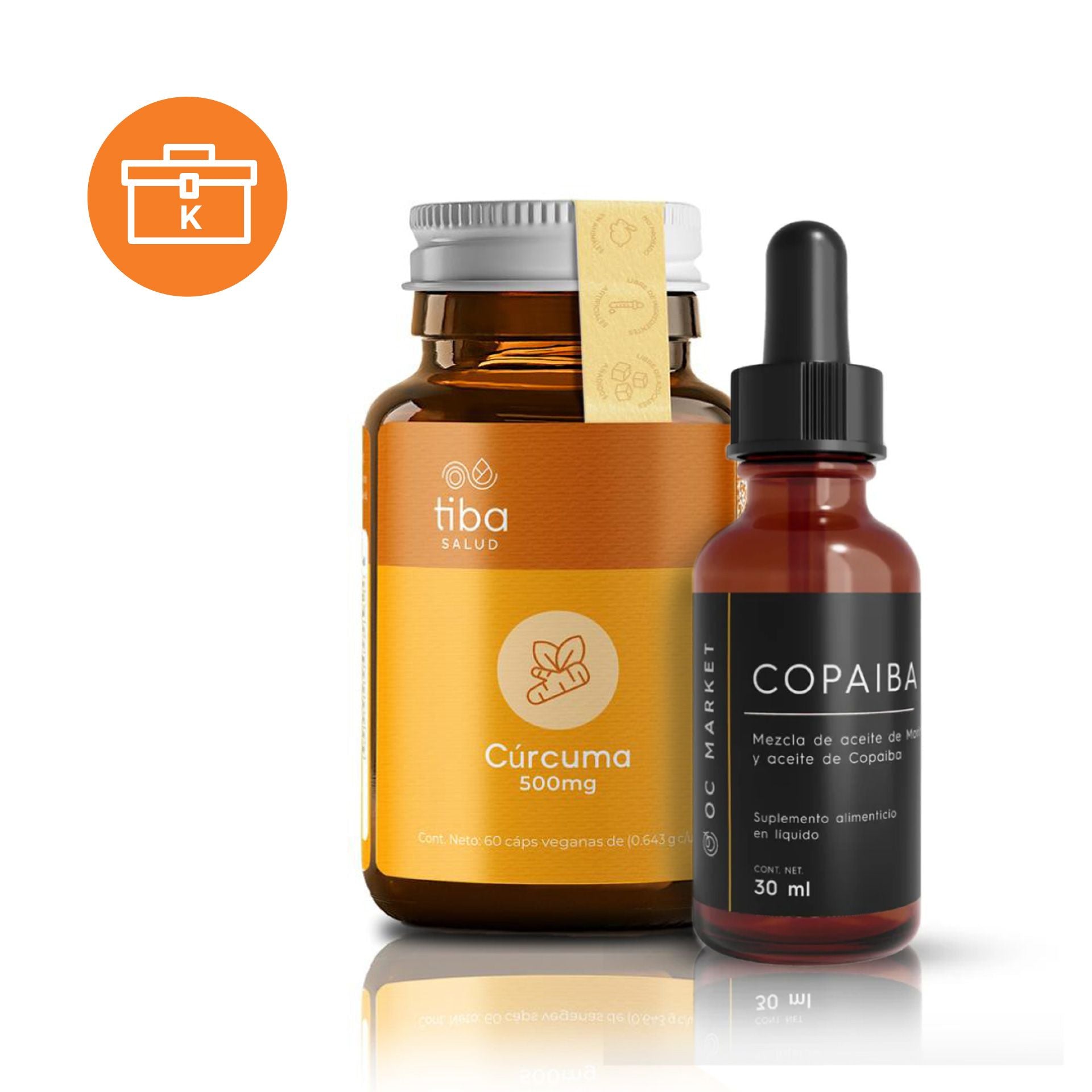 KIT INFLAMACION Y DOLOR TIBA & OC MARKET (TIBA SALUD CURCUMA , COPAIBA ACEITE DE MORINGA)