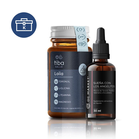 KIT DESCANSO Y SUEÑO REPARADOR TIBA & OC MARKET (TIBA SALUD LAILA, GOTAS SUEÑA CON LOS ANGELITOS INSOMNIO)