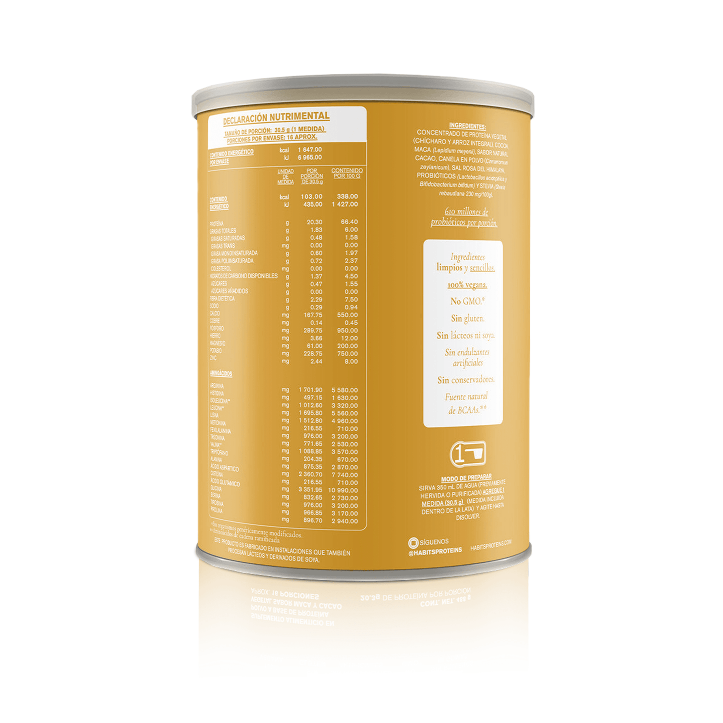 PROTEÍNA HABITS PROBIÓTICOS + SUPERFOOD MACA CACAO 488 G - Oc Market